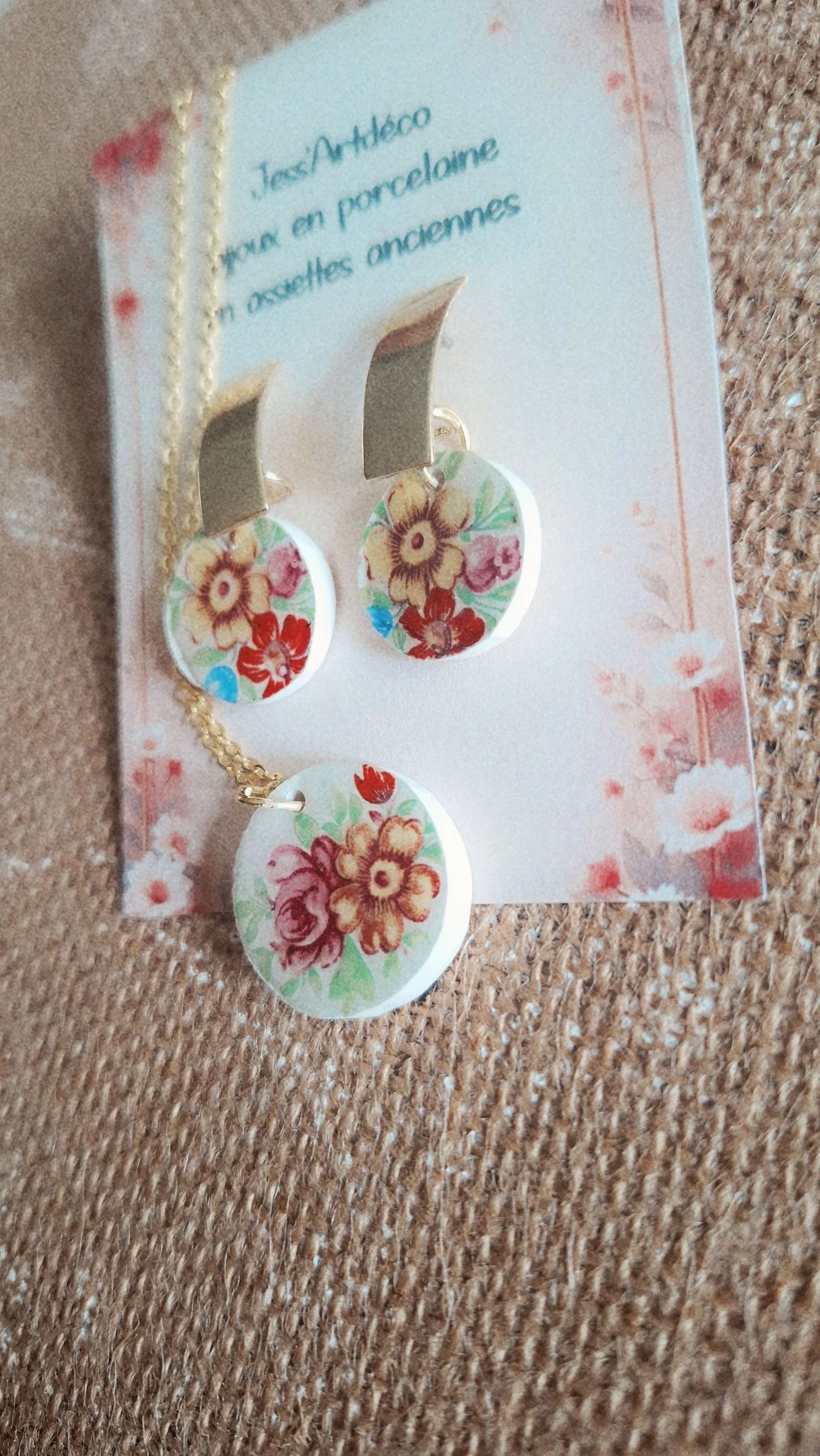 Conjunto de porcelana colar e brincos – photo 3